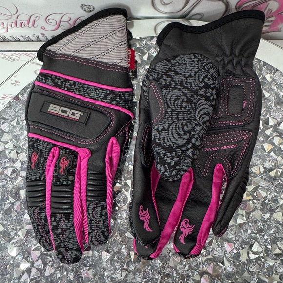 Bob dale gloves pink goat skin leather moveable work gloves mitts working padded - Picture 2 of 8